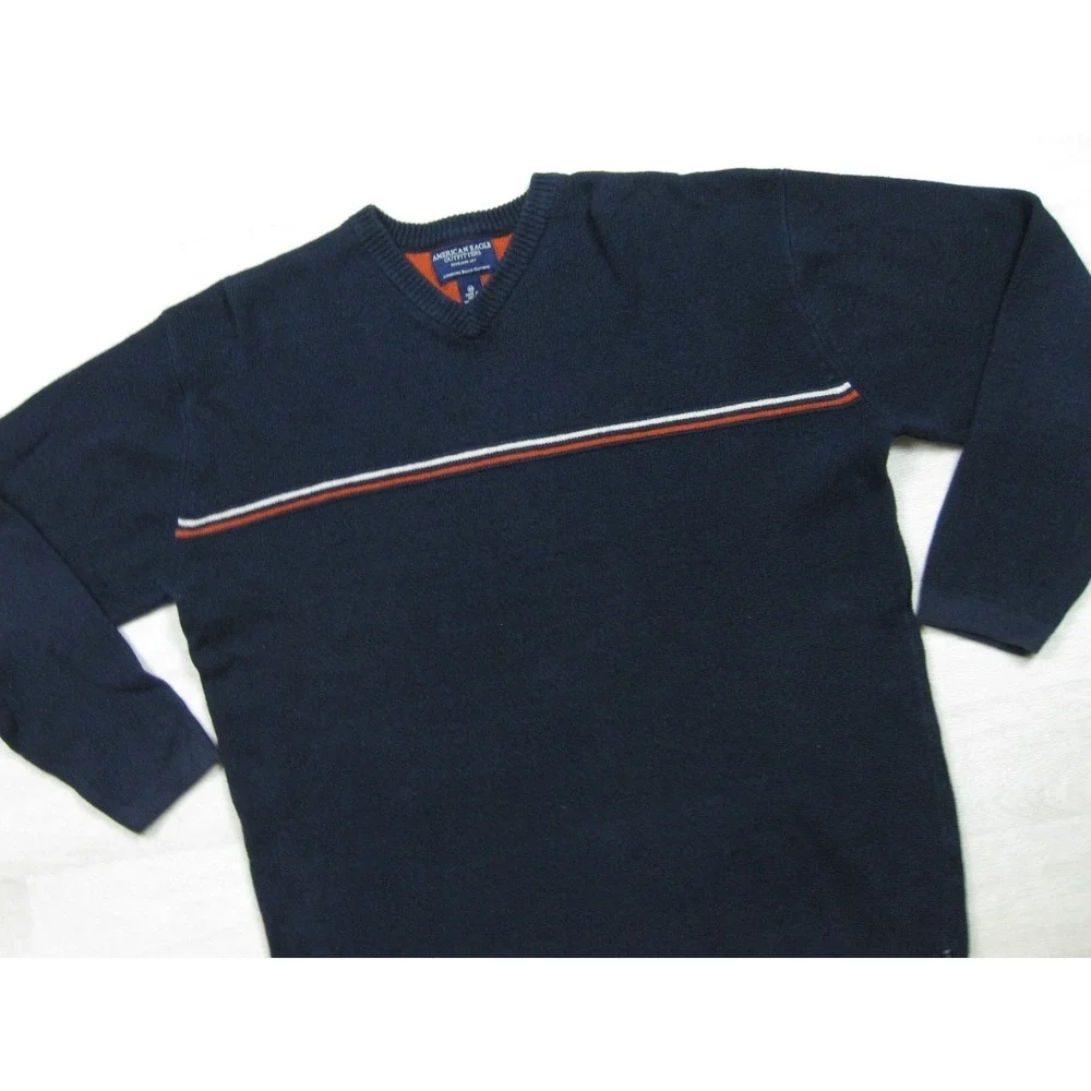 Vintage Y2K American Eagle Sweater Men's (M) Stripe Cyber Skate Grunge 90s